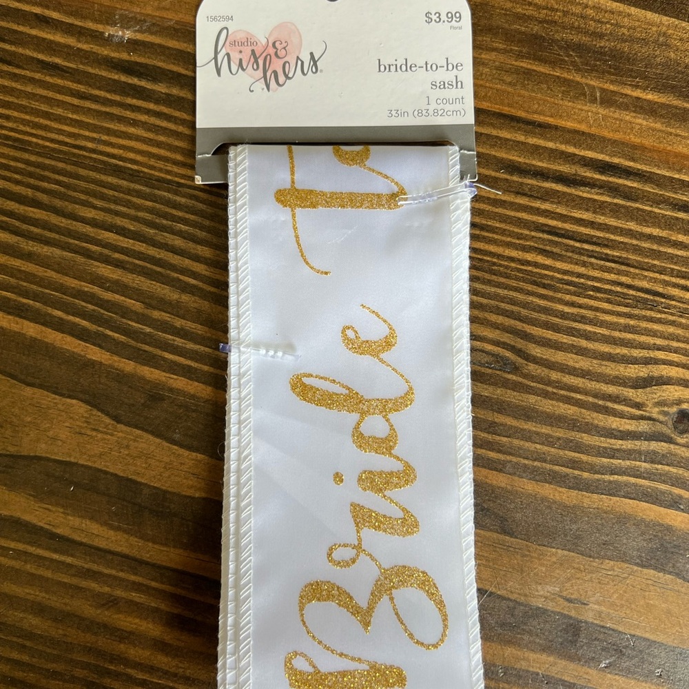 Bride-to-Be Sash with Gold Accents